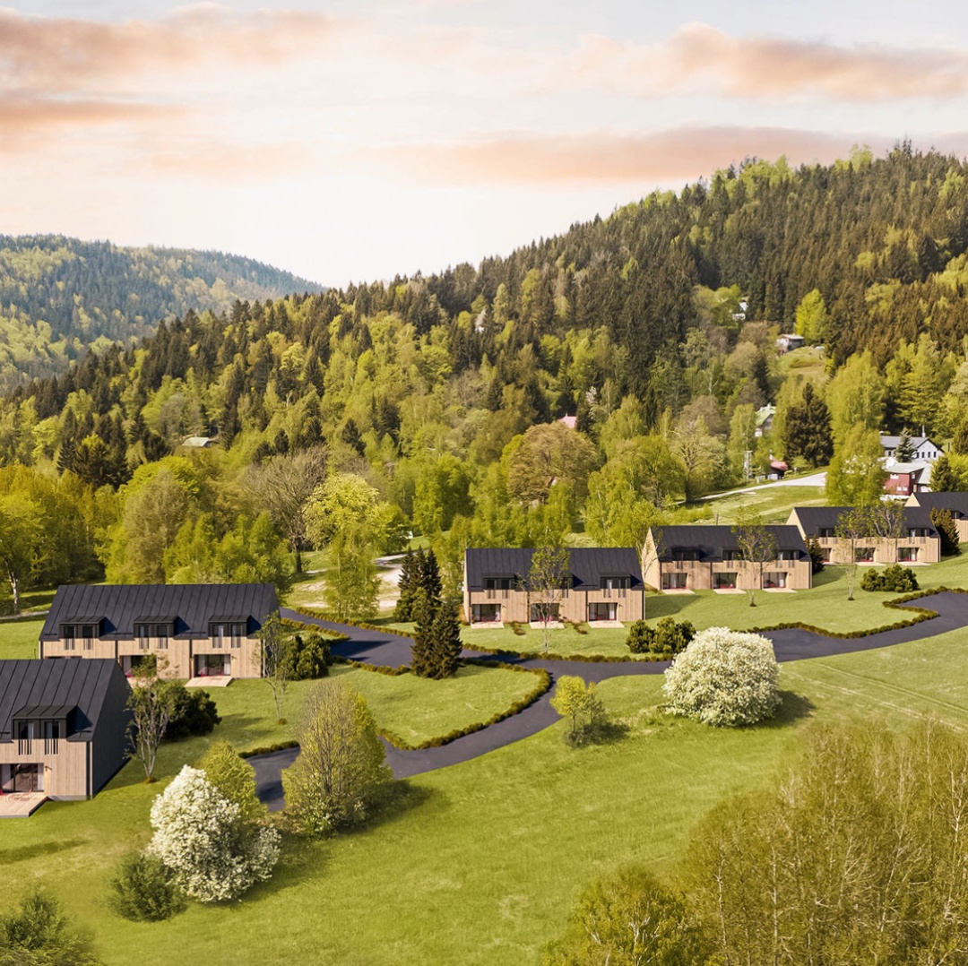 Vizualizace zasazení apartmánových domů do lokality